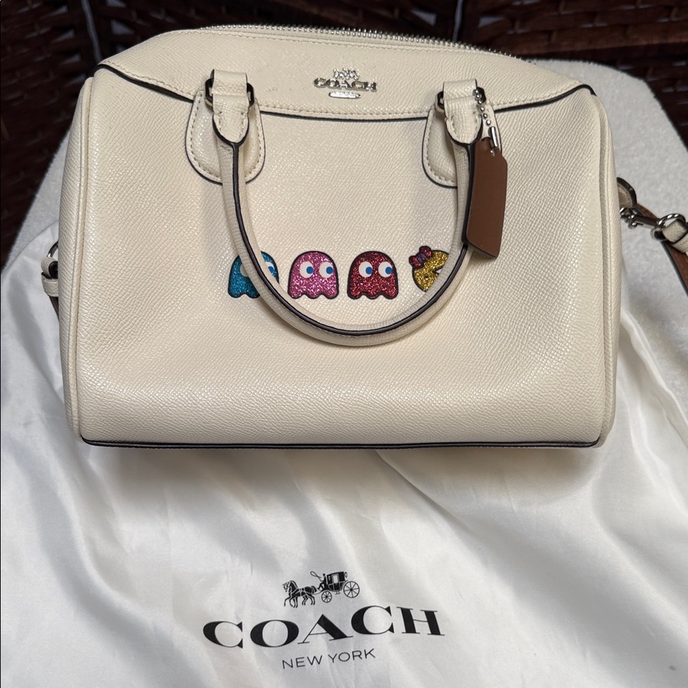Coach Cream Satchel with Colorful Character Accents